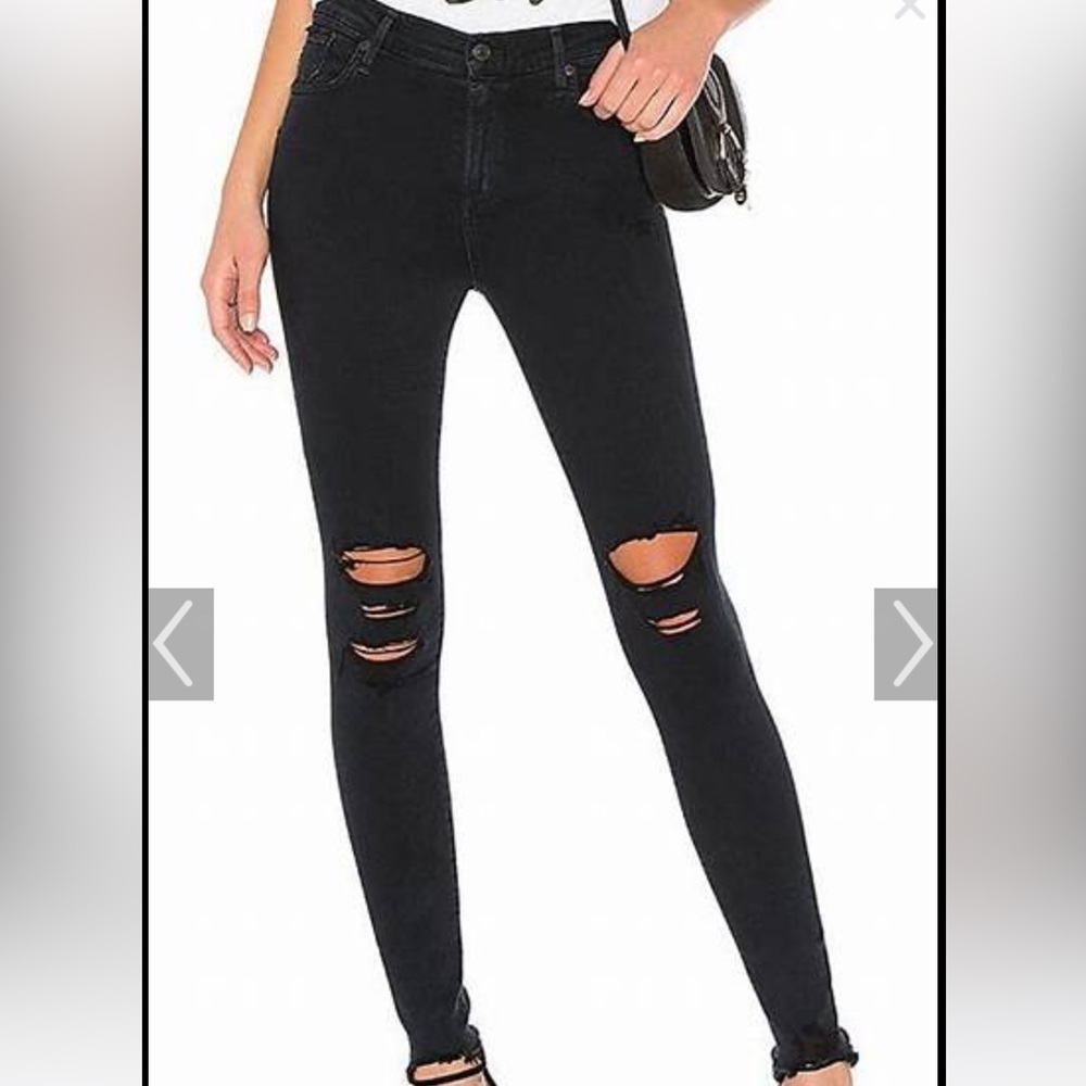 Agolde High Rise Black Distressed Skinny Jeans